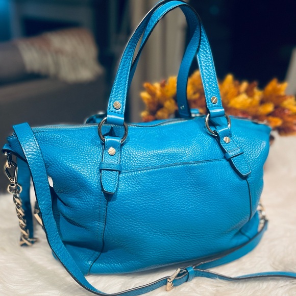 Michael Kors Tristan Blue Pebbled Leather Convertible Satchel - Picture 3 of 15